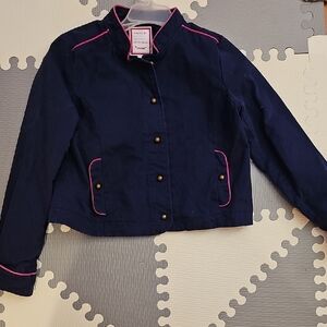 Navy Blue Kids Jacket with Pink Accents